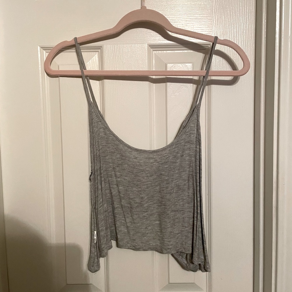 Size S, Grey Twist Back Crop Top